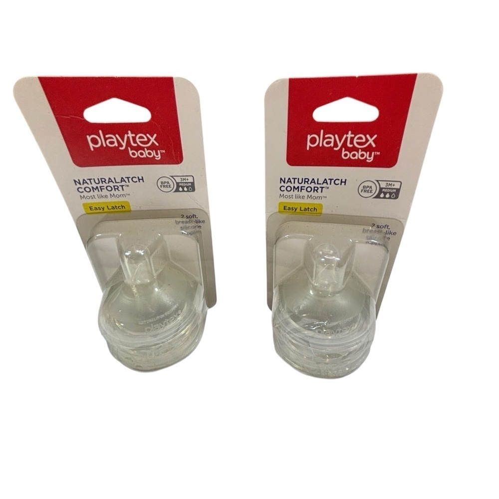 New Playtex Baby Naturalatch Comfort Easy Latch 2 Pack Silicone Nipples 3m+